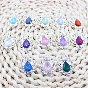 Silver alloy teardrop acrylic rhinestone DIY phone case hair accessory decorative charm