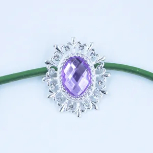 Silver oval alloy acrylic rhinestone decorative button DIY hair bow clothing accessory material.
