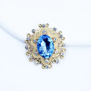Alloy oval rhinestone button DIY hair accessory decorative buckle sparkly crystal flower charm