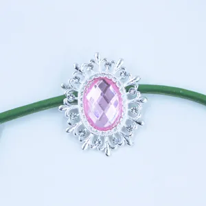 Silver oval alloy acrylic rhinestone decorative buckle DIY bow hair accessory detail