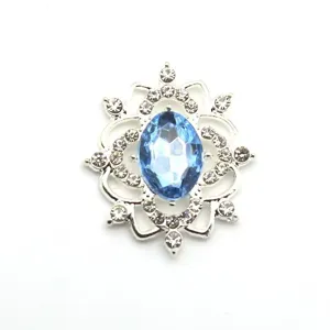 Oval alloy crystal flower tray DIY pendant base badge holder jewelry making accessory detail view