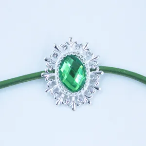 Silver oval alloy acrylic rhinestone decorative buckle for DIY shoe and hair accessories