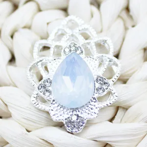 Silver alloy teardrop rhinestone decorative button DIY phone case hair accessory jewelry parts