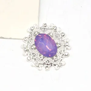 Ovale Legierung Strass Harz Kristall Blumenknopf DIY handgemachte Schmuck Zubehörteile