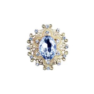 Alloy oval golden rhinestone button DIY handmade bow hair accessories jewelry making.