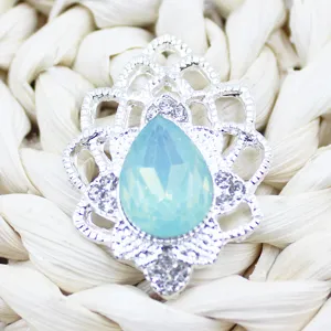Detailed view of the silver alloy hollow teardrop acrylic rhinestone DIY decorative accessory.