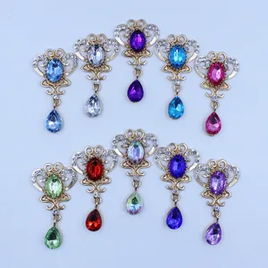Zinc alloy gold rhinestone oval acrylic pendant flower tray DIY accessories for crafts and bags.
