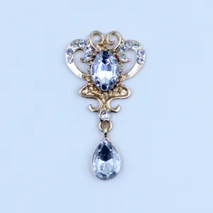 Gold Zinc Alloy Rhinestone Oval Teardrop Pendant DIY Fashion Hair Bag Accessories