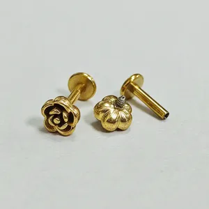 Gouden roos titanstalen lip piercing sieraden geschikt voor dagelijks lichaamsgebruik.