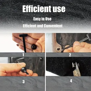 Car fastener installation detail step guide showing cable tie buckle usage for maintenance and mudguards.