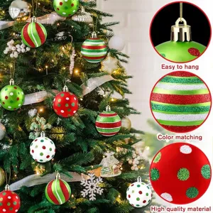 Christmas tree hanging balls set decorative painted matte plastic baubles 12pcs ornaments