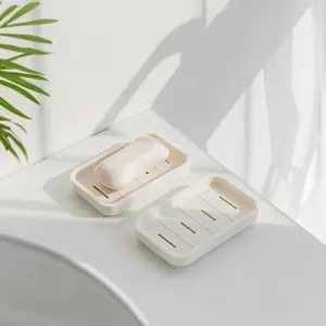 Porte-savon de style japonais double couche plateau d'evacuation pour la salle de bain