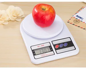 Digital kitchen scale electronic food weight scale 1kg with clear LCD display white color