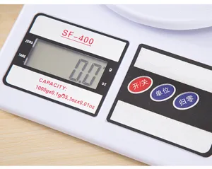 Kitchen digital food scale detail view electronic weighing machine close up view