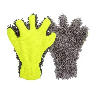 Gant de lavage auto double face chenille microfibre mitaine de nettoyage pour jantes