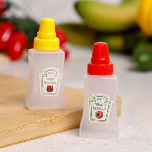 Pequeñas botellas de plástico exprimibles para condimentos de bento, recipientes para aderezos.