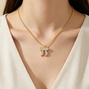 Gold Plated Hebrew Chai Pendant Necklace Sparkling Zirconia Minimalist Luxury Jewelry Women