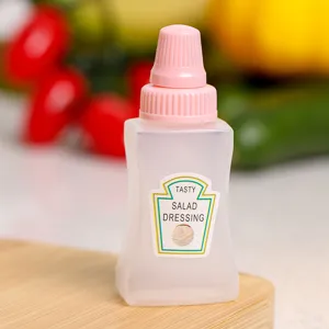 Mini botella de plástico para aderezo, recipiente de salsa bento, condimentos.