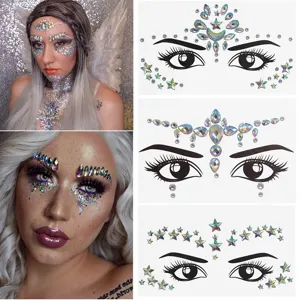Gemas faciales de festival y pegatinas de diamantes de imitación para maquillaje fiesta.