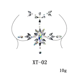 Women Festival Body Rhinestone Stickers Eco Friendly Resin Crystal Chest Gems Temporary Tattoo Party Decor