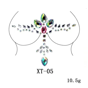 Acrylic chest rhinestone sticker body gem festival crystal tattoo sticker detail view.