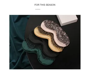 Detail view of breathable silk sleep masks featuring exquisite black lace, soft and comfortable.