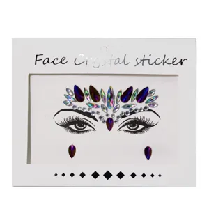 Detailed closeup view of acrylic face crystal stickers featuring shimmering rhinestones for stunning makeup.