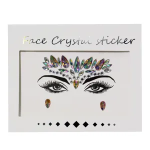 Acrylic face crystal stickers, sparkling rhinestone eyebrow gems for festival party makeup art.