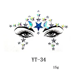 Gemas faciales acrílicas pegatina de diamantes de imitación cristal maquillaje festival