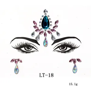 Acrylic crystal face gems rhinestone temporary tattoo sticker for festival party makeup.