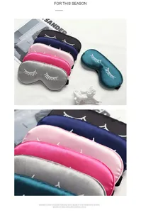 Masque de sommeil en soie avec imprimé de cils mignons, bandeau satiné doux pour voyage.