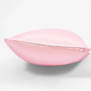 Pink satin silk pillowcase with hidden zipper smooth hair care bed pillow cover standard