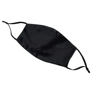 Masque facial en soie noire avec boucles d'oreilles réglables, respirant pour l'été.