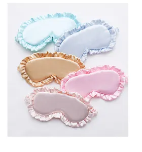 Set di mascherine per dormire in seta arricciata, morbide fasce in satin con elastico viaggio.