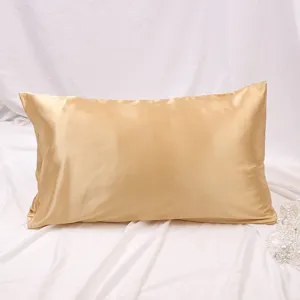 Taie d'oreiller unie en satin de soie pour chambre, housse de coussin moderne douce
