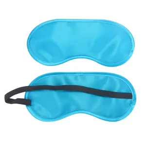 Comoda maschera da notte in raso blu per viaggi sonnellino in ufficio e riposo notturno.