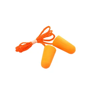Tapones para los oídos de espuma naranja con cordón antirruido sueño viaje trabajo