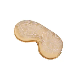 Luxurious imitation silk sleep mask with breathable white lace, shading design for restful sleep.