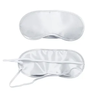 White satin sleep mask for travel, soft shading eye cover with elastic band for rest.