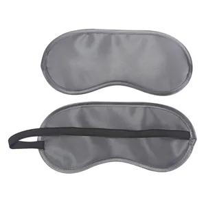 Maschera da sonno in satin grigio per viaggi, morbida copriocchi oscurante con elastico.