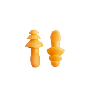 Tapones para los oídos de silicona naranja reutilizables para dormir y trabajar en silencio.