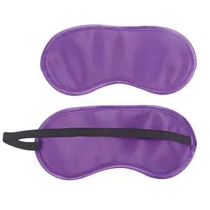 Maschera da notte in raso viola con comodo cinturino elastico per sonno e viaggi.