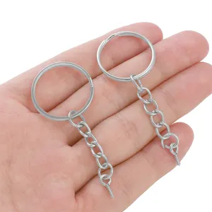 Llavero de aleación con cadena y rosca, accesorio de bricolaje para colgante y creación de joyas.