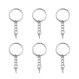 Llaveros de aleación plateada con cadenas y ojales roscados para joyería DIY y accesorios.