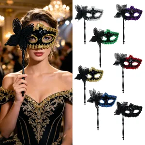 Máscara de Mascarada de Princesa Veneciana Fiesta de Halloween Mariposa Lentejuelas Media Cara Mujer Accesorio de Disfraz de Fiesta