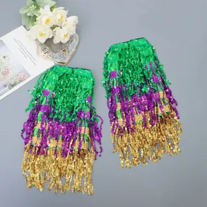 Chaine de taille a sequins de carnaval vert violet or danse performance fete jupe