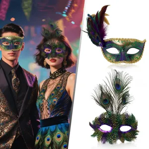 Maschera da Festa di Carnevale Paillettes Piuma Diamante Mezza Faccia Ballo in Maschera Maschera Veneziana Accessorio per Spettacolo