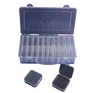 Transparent plastic storage box with multiple compartments for DIY beads, jewelry and diamond art.
