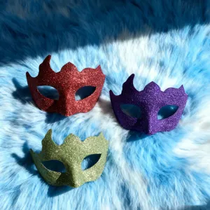 Maschera Multiangolare con Glitter a Mezzo Volto Mascherata Veneziana Festa Occhi Maschera Festival Cosplay Spettacolo Costume Accessori