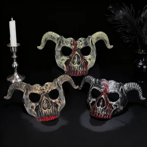 Halloween horned skull mask vintage party cosplay costume props accessories set for holiday events